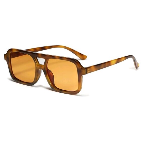 Brown Tortoiseshell Aviator Unisex Sunglasses with Double Bridge Like New - Picture 1 of 4